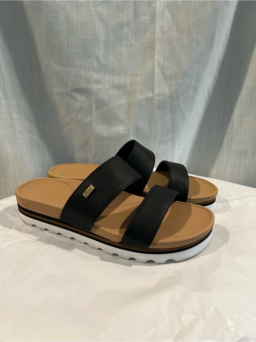 Women’s Reef Black Double-Strap Slide Sandals
